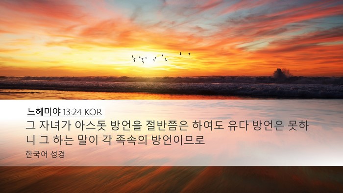 느헤미야 13:24 KOR Desktop Wallpaper - 그 자녀가 아스돗 방언을 절반쯤은 - Desktop Bible Verse Wallpaper