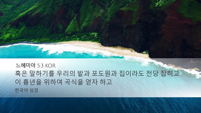 느헤미야 5:3 KOR Desktop Wallpaper - 혹은 말하기를 우리의 밭과 포도원과 - Desktop Bible Verse Wallpaper