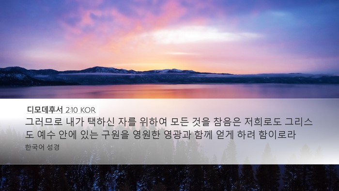 디모데후서 2:10 KOR Bible Verse Image
