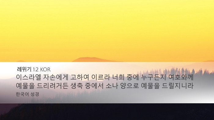 레위기 1:2 KOR Desktop Wallpaper - 이스라엘 자손에게 고하여 이르라 - Desktop Bible Verse Wallpaper