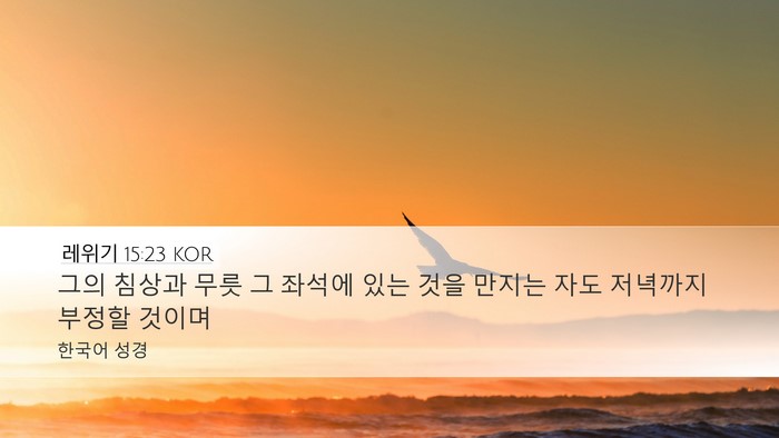 레위기 15:23 KOR Desktop Wallpaper - 그의 침상과 무릇 그 좌석에 있는 - Desktop Bible Verse Wallpaper