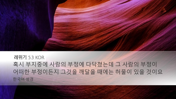 레위기 5:3 KOR Desktop Wallpaper - 혹시 부지중에 사람의 부정에 - Desktop Bible Verse Wallpaper