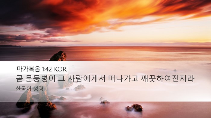 마가복음 1:42 KOR Desktop Wallpaper - 곧 문둥병이 그 사람에게서 떠나가고 - Desktop Bible Verse Wallpaper