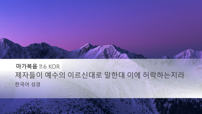 마가복음 11:6 KOR Desktop Wallpaper - 제자들이 예수의 이르신대로 말한대 - Desktop Bible Verse Wallpaper