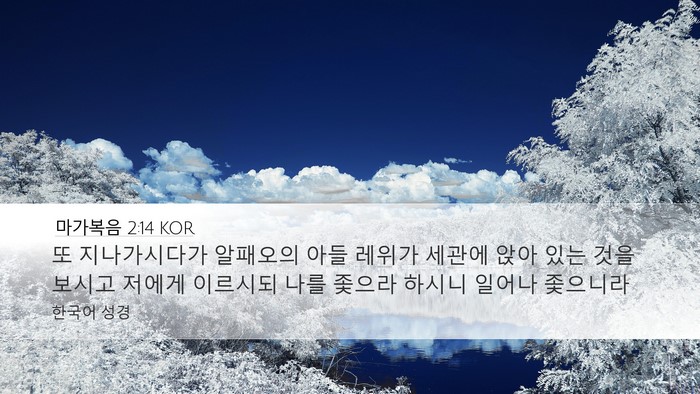 마가복음 2:14 KOR Desktop Wallpaper - 또 지나가시다가 알패오의 아들 - Desktop Bible Verse Wallpaper