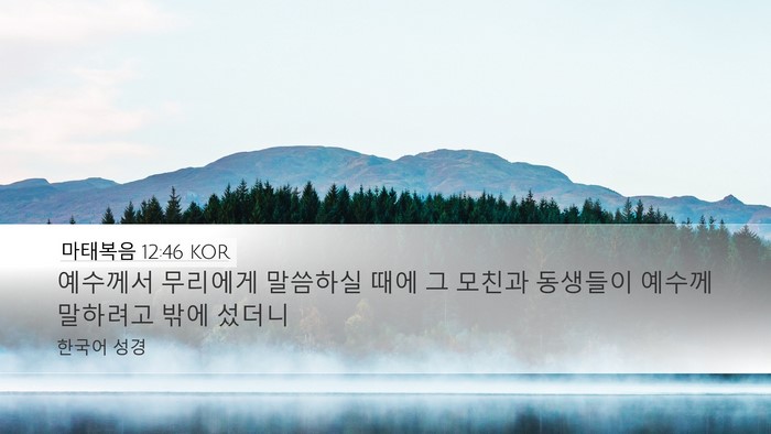 마태복음 12:46 KOR Desktop Wallpaper - 예수께서 무리에게 말씀하실 때에 그 - Desktop Bible Verse Wallpaper