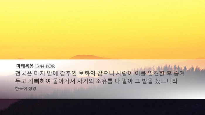마태복음 13:44 KOR Bible Verse Image