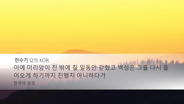 민수기 12:15 KOR Bible Verse Image