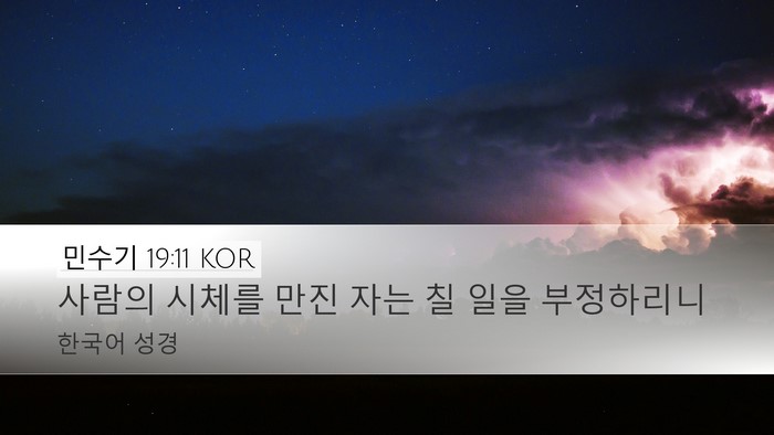 민수기 19:11 KOR Bible Verse Image
