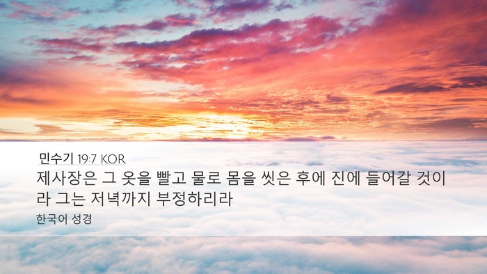 민수기 19:7 KOR Bible Verse Image