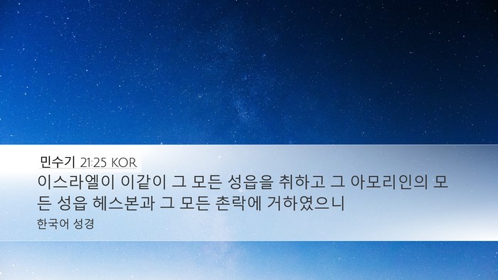 민수기 21:25 KOR Bible Verse Image