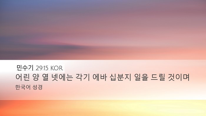민수기 29:15 KOR Desktop Wallpaper - 어린 양 열 넷에는 각기 에바 십분지 - Desktop Bible Verse Wallpaper