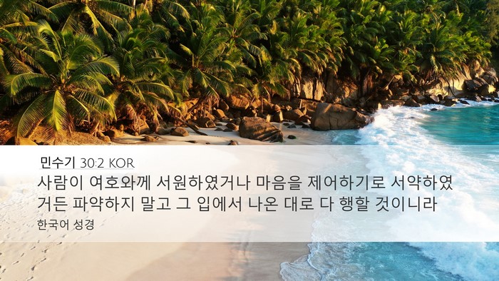 민수기 30:2 KOR Desktop Wallpaper - 사람이 여호와께 서원하였거나 - Desktop Bible Verse Wallpaper