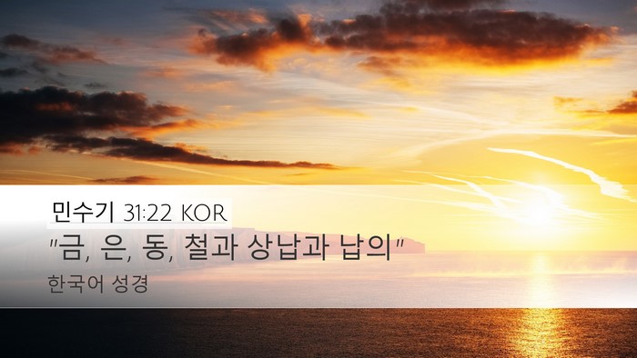 민수기 31:22 KOR Bible Verse Image