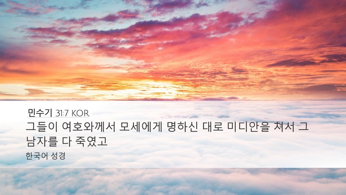 민수기 31:7 KOR Desktop Wallpaper - 그들이 여호와께서 모세에게 명하신 - Desktop Bible Verse Wallpaper