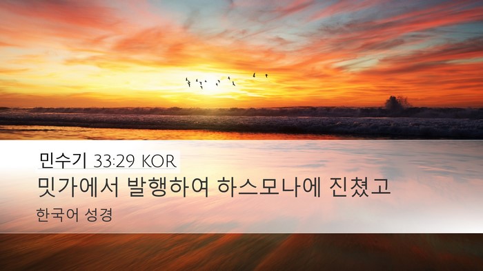 민수기 33:29 KOR Desktop Wallpaper - 밋가에서 발행하여 하스모나에 - Desktop Bible Verse Wallpaper