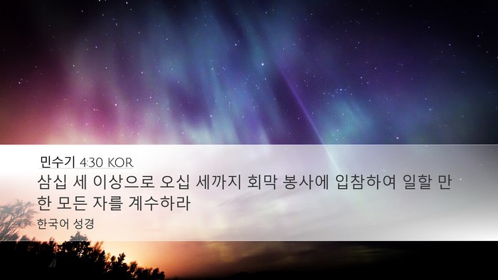 민수기 4:30 KOR Bible Verse Image