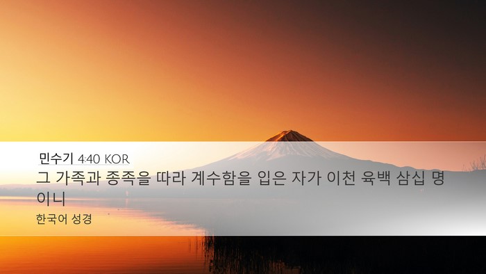 민수기 4:40 KOR Desktop Wallpaper - 그 가족과 종족을 따라 계수함을 - Desktop Bible Verse Wallpaper