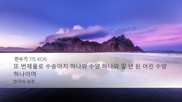 민수기 7:15 KOR Desktop Wallpaper - 또 번제물로 수송아지 하나와 수양 - Desktop Bible Verse Wallpaper