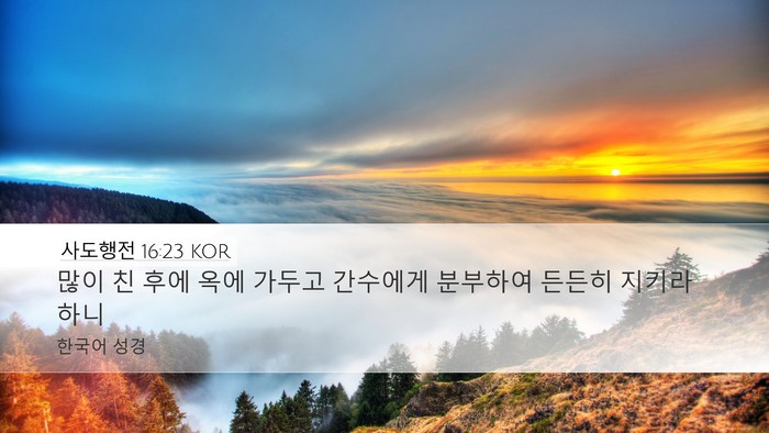 사도행전 16:23 KOR Bible Verse Image