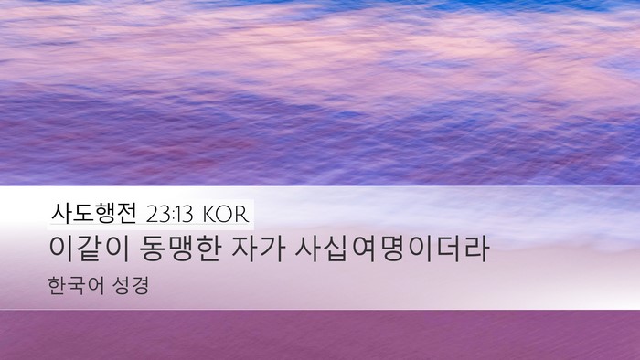 사도행전 23:13 KOR Desktop Wallpaper - 이같이 동맹한 자가 - Desktop Bible Verse Wallpaper