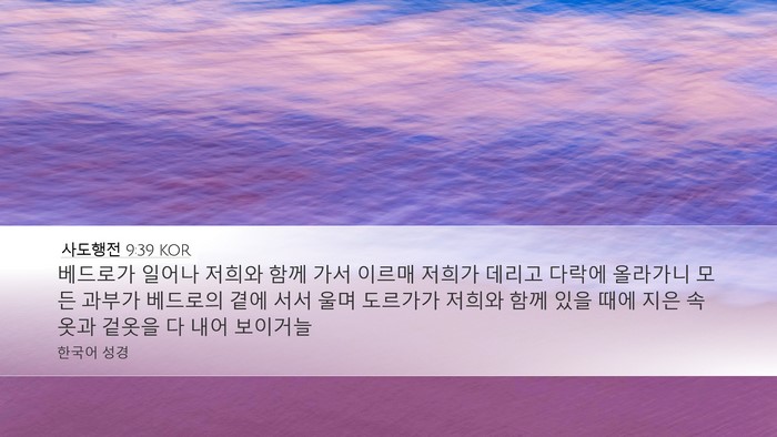 사도행전 9:39 KOR Bible Verse Image