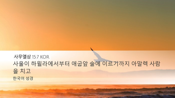 사무엘상 15:7 KOR Bible Verse Image