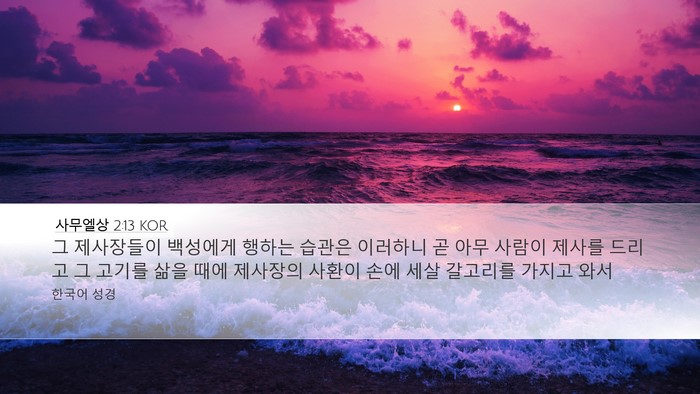 사무엘상 2:13 KOR Desktop Wallpaper - 그 제사장들이 백성에게 행하는 - Desktop Bible Verse Wallpaper