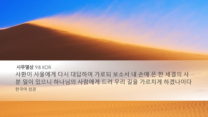 사무엘상 9:8 KOR Desktop Wallpaper - 사환이 사울에게 다시 대답하여 - Desktop Bible Verse Wallpaper
