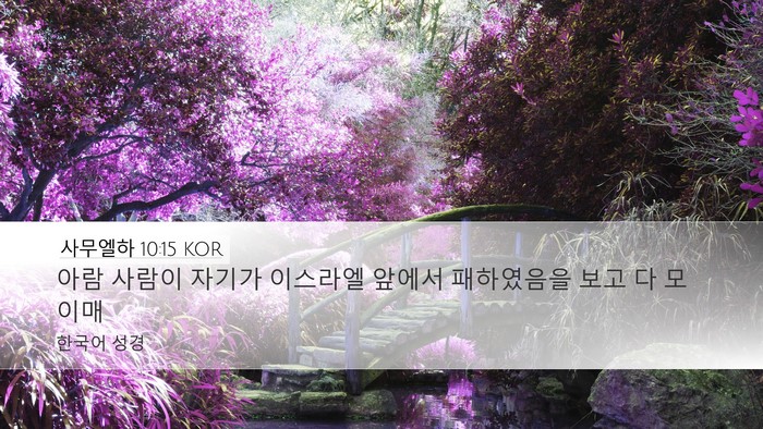 사무엘하 10:15 KOR Desktop Wallpaper - 아람 사람이 자기가 이스라엘 앞에서 - Desktop Bible Verse Wallpaper