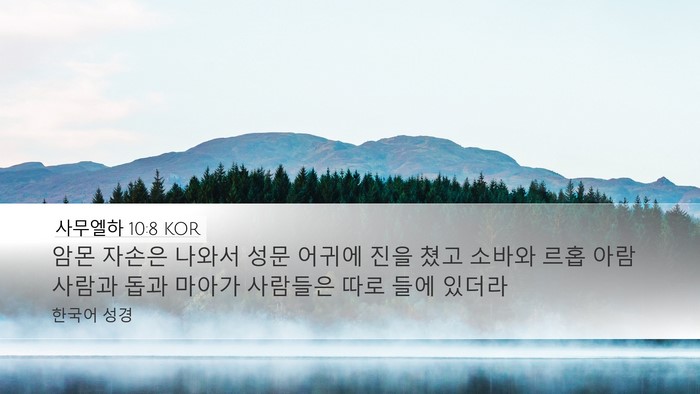 사무엘하 10:8 KOR Desktop Wallpaper - 암몬 자손은 나와서 성문 어귀에 - Desktop Bible Verse Wallpaper
