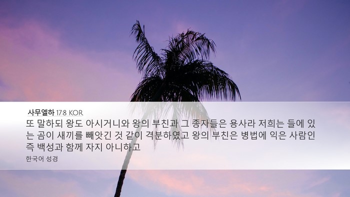 사무엘하 17:8 KOR Desktop Wallpaper - 또 말하되 왕도 아시거니와 왕의 - Desktop Bible Verse Wallpaper