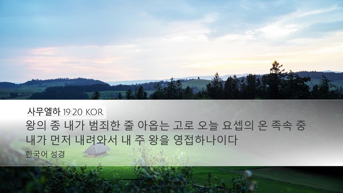사무엘하 19:20 KOR Desktop Wallpaper - 왕의 종 내가 범죄한 줄 아옵는 고로 - Desktop Bible Verse Wallpaper