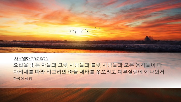 사무엘하 20:7 KOR Desktop Wallpaper - 요압을 좇는 자들과 그렛 사람들과 - Desktop Bible Verse Wallpaper