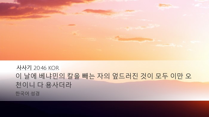 사사기 20:46 KOR Bible Verse Image