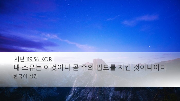 시편 119:56 KOR Desktop Wallpaper - 내 소유는 이것이니 곧 주의 법도를 - Desktop Bible Verse Wallpaper
