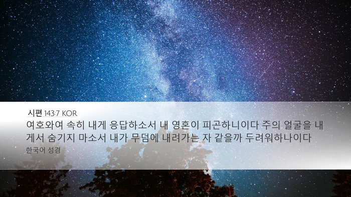 시편 143:7 KOR Desktop Wallpaper - 여호와여 속히 내게 응답하소서 내 - Desktop Bible Verse Wallpaper
