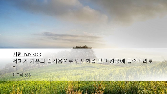 시편 45:15 KOR Desktop Wallpaper - 저희가 기쁨과 즐거움으로 인도함을 - Desktop Bible Verse Wallpaper