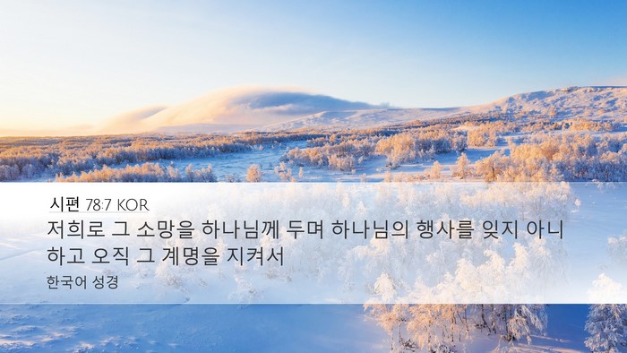 시편 78:7 KOR Desktop Wallpaper - 저희로 그 소망을 하나님께 두며 - Desktop Bible Verse Wallpaper