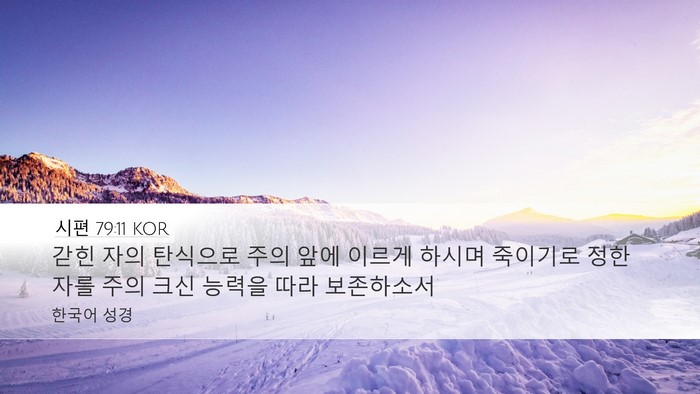 시편 79:11 KOR Desktop Wallpaper - 갇힌 자의 탄식으로 주의 앞에 - Desktop Bible Verse Wallpaper