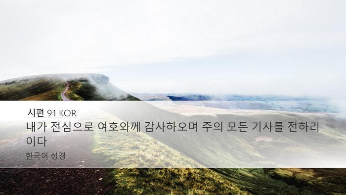 시편 9:1 KOR Desktop Wallpaper - 내가 전심으로 여호와께 감사하오며 - Desktop Bible Verse Wallpaper