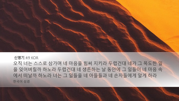 신명기 4:9 KOR Bible Verse Image