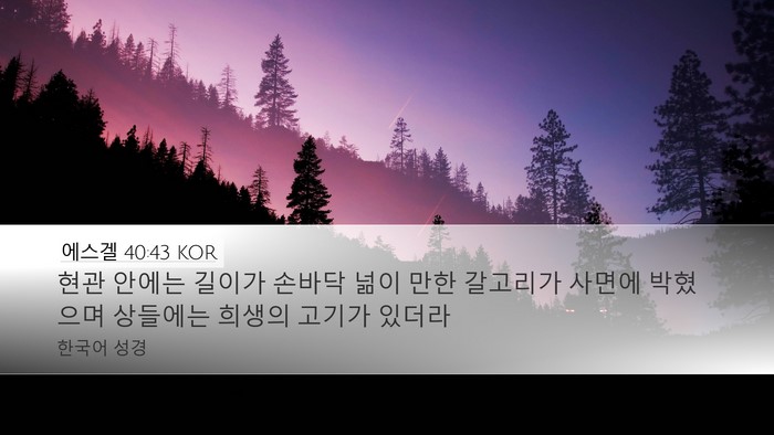 에스겔 40:43 KOR Desktop Wallpaper - 현관 안에는 길이가 손바닥 넒이 - Desktop Bible Verse Wallpaper