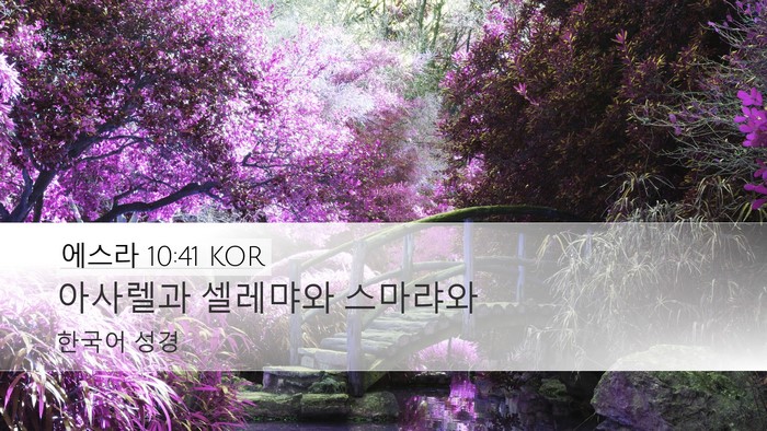에스라 10:41 KOR Desktop Wallpaper - 아사렐과 셀레먀와 - Desktop Bible Verse Wallpaper
