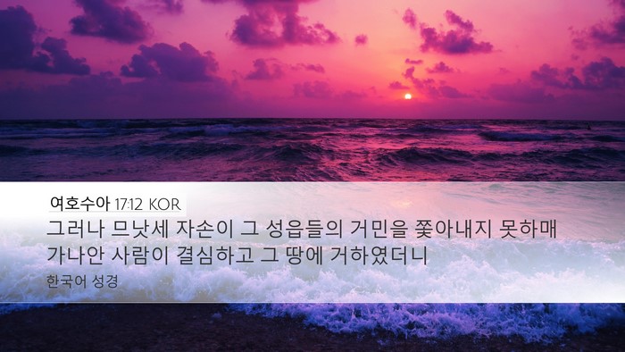 여호수아 17:12 KOR Desktop Wallpaper - 그러나 므낫세 자손이 그 성읍들의 - Desktop Bible Verse Wallpaper
