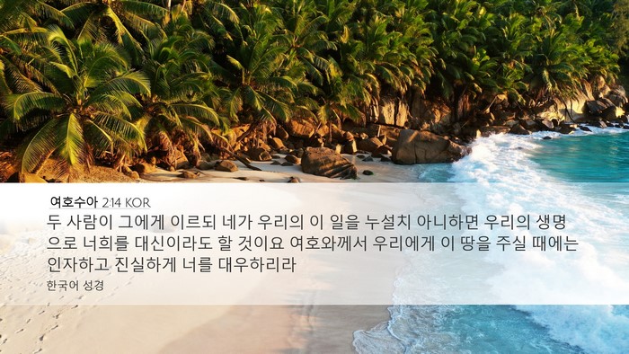 여호수아 2:14 KOR Desktop Wallpaper - 두 사람이 그에게 이르되 네가 - Desktop Bible Verse Wallpaper