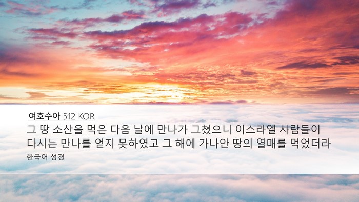 여호수아 5:12 KOR Desktop Wallpaper - 그 땅 소산을 먹은 다음 날에 만나가 - Desktop Bible Verse Wallpaper