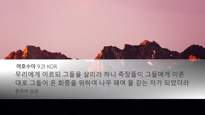여호수아 9:21 KOR Desktop Wallpaper - 무리에게 이르되 그들을 살리라 하니 - Desktop Bible Verse Wallpaper