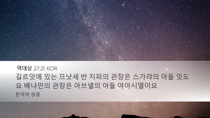 역대상 27:21 KOR Desktop Wallpaper - 길르앗에 있는 므낫세 반 지파의 - Desktop Bible Verse Wallpaper