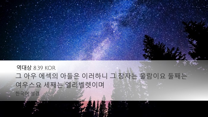 역대상 8:39 KOR Desktop Wallpaper - 그 아우 에섹의 아들은 이러하니 그 - Desktop Bible Verse Wallpaper